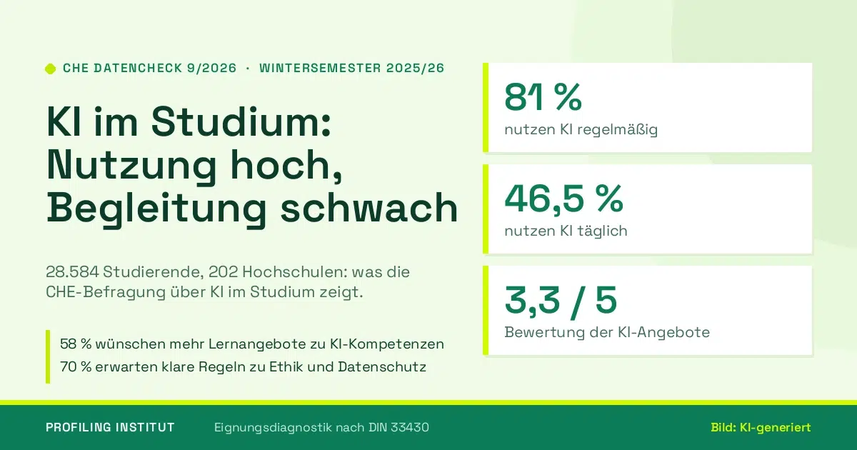 KI im Studium: 81 Prozent der Studierenden nutzen KI regelmäßig – Kernzahlen der CHE-Befragung im Wintersemester 2025/26