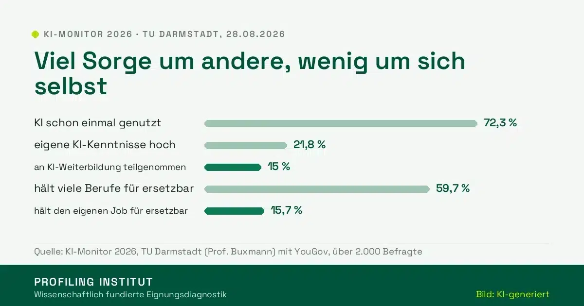 KI-Monitor 2026: Nutzung, Kenntnisse und Jobsorgen im Vergleich