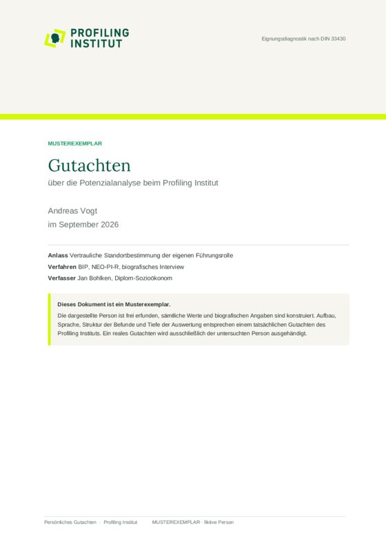 Titelseite des Muster-Gutachtens Führungskräfte