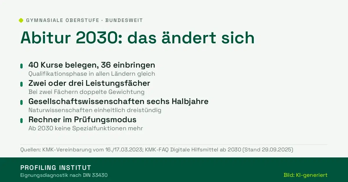 Übersicht: vier Änderungen an der Oberstufe bis zum Abitur 2030