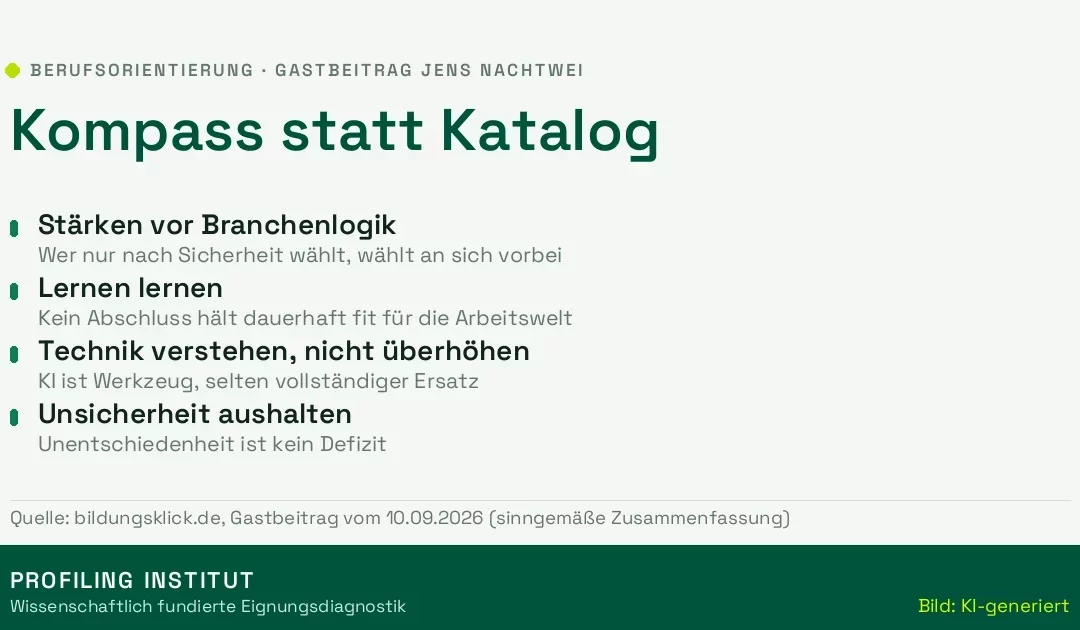 Berufsorientierung: Warum ein Kompass mehr hilft als ein Berufekatalog