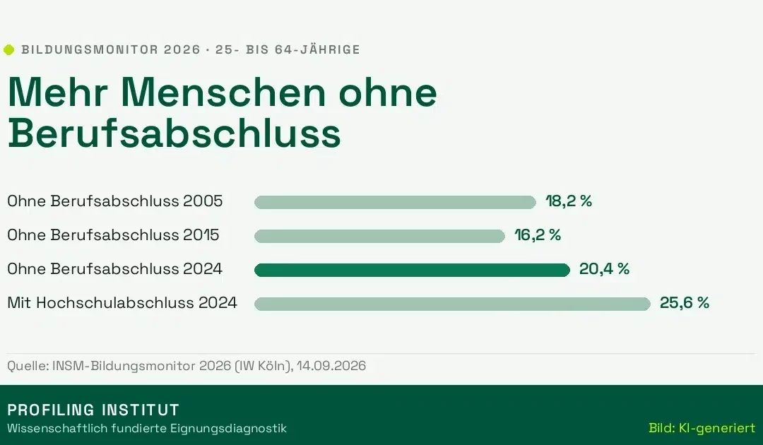 Bildungsmonitor 2026: Fast jeder Fünfte ohne Berufsabschluss