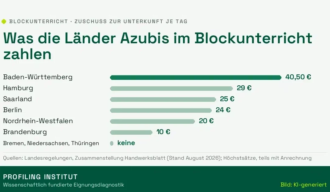 Blockunterricht: Welches Bundesland Azubis die Unterkunft zahlt